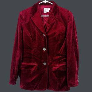 Vintage Talbots Velvet Coat Womens 6 Crimson Red Dark Romantic Festive Glam USA